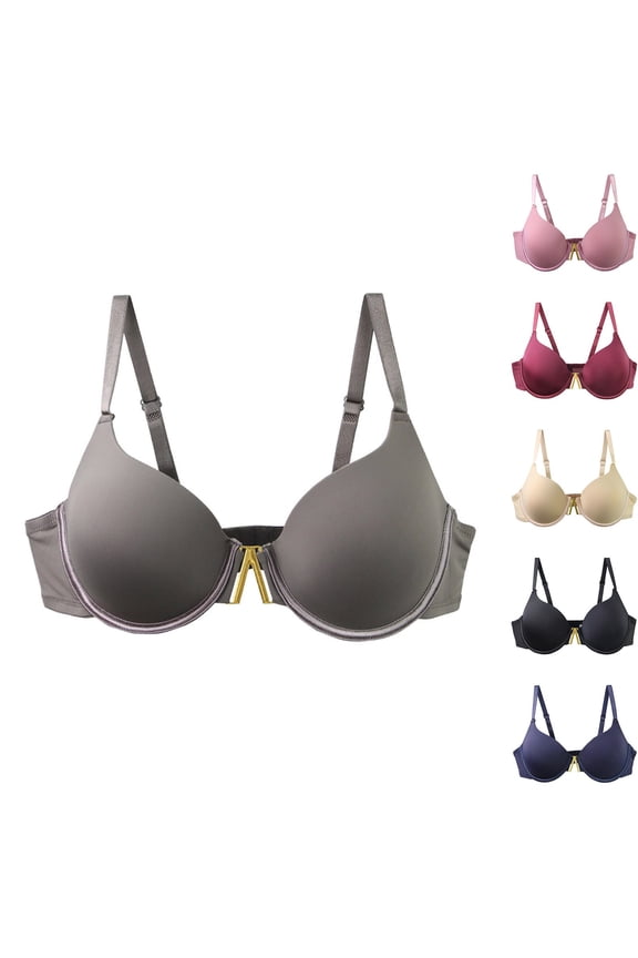 Bras for Women Supportive Seamless Push Up Bra T-Shirt Bra Plus Size E Cup Underwire Bra Lift Metal Clasp Underwears