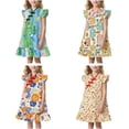 thumbnail image 1 of OVAFBAU Girls Dresses Summer Outfits Graphic Sleeveless Sundress V Neck Button Collar Sundress, 1 of 6
