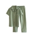 thumbnail image 1 of OVAFBAU Men's Pajama Set Button Down Pjs Set Men's Button Casual Collared Short Sleeve Long Pants 2 Piece Set Sleepwear, 1 of 3
