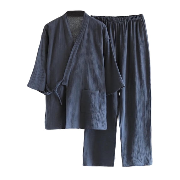 OVAFBAU Men's Pajama Set Button Down Pjs Set Men's Casual V Neck Short Sleeve Long Pants 2 Piece Soft Set Sleepwear