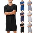 thumbnail image 1 of OVAFBAU Mens Robes Bathrobes Casual Summer Short Sleeve Crew Neck Thin Pocket Robe Sleepwear, 1 of 9