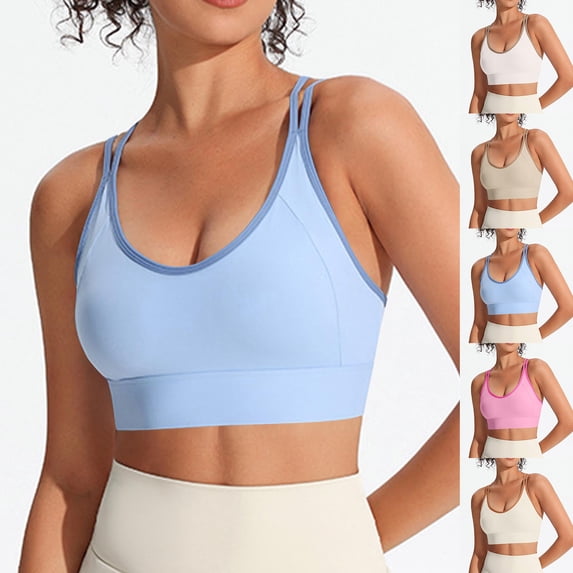 OVAFBAU Sports Bras for Women High Support Slim X Straps Sports Bra Padded Shockproof Lift Gym Underwears