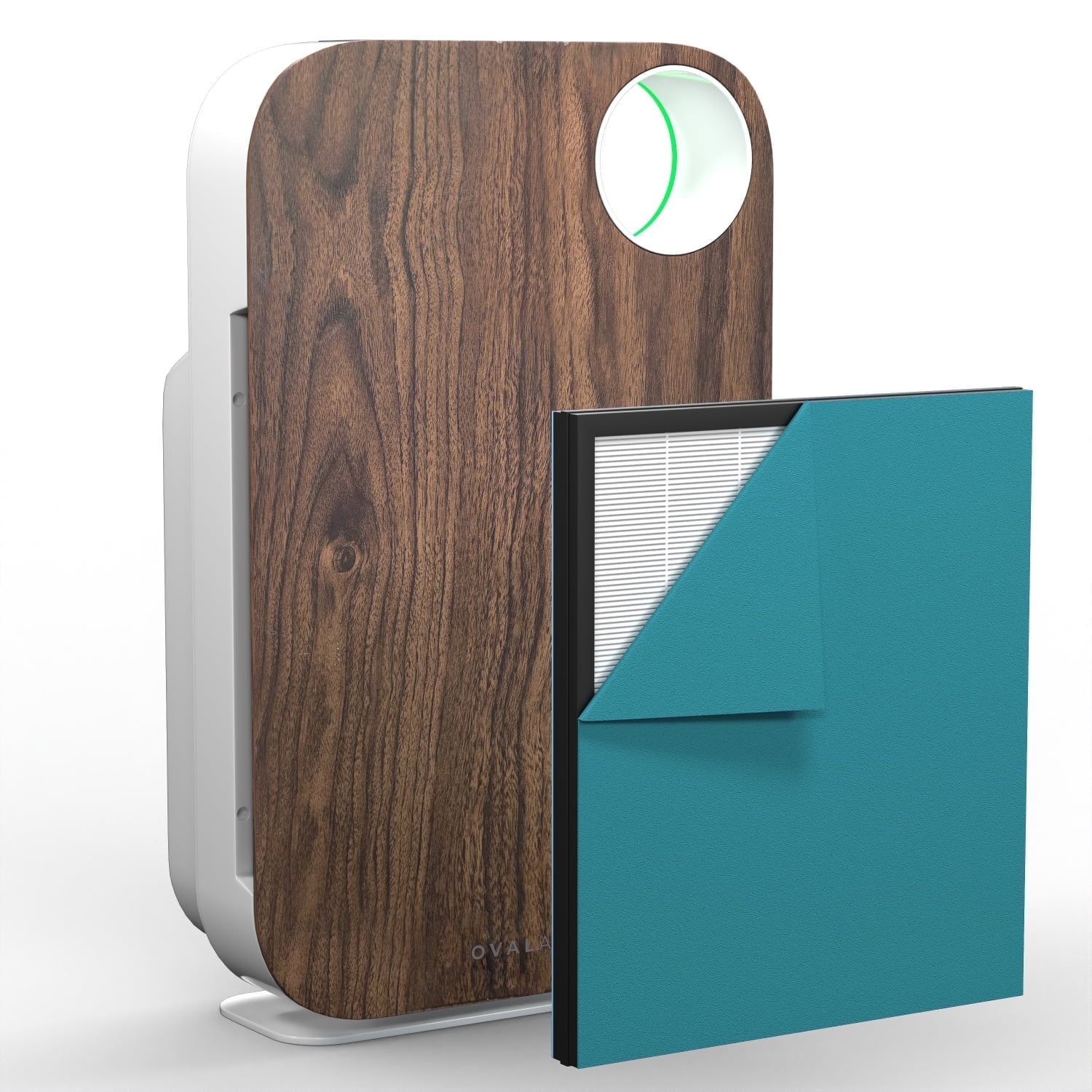 OVAL AIR 3-Stage H13 True HEPA 5-in-1 Air Purifier for Rooms up to 600 sq. ft. reduces Allergies, Asthma, Pets, Odor, Smoke, Dark Wood, AIR1000D