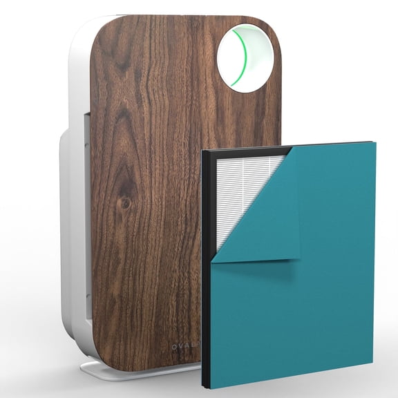 OVAL AIR 3-Stage H13 True HEPA 5-in-1 Air Purifier for Rooms up to 600 sq. ft. reduces Allergies, Asthma, Pets, Odor, Smoke, Dark Wood, AIR1000D