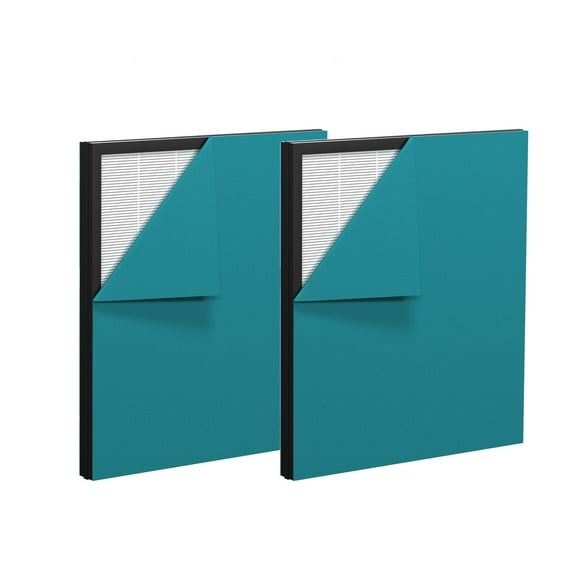 OVAL AIR H13 True HEPA 2-in-1 Replacement Charcoal Combined Filter with Pre-filter (Set of 2), AIR1000A-F-SET2