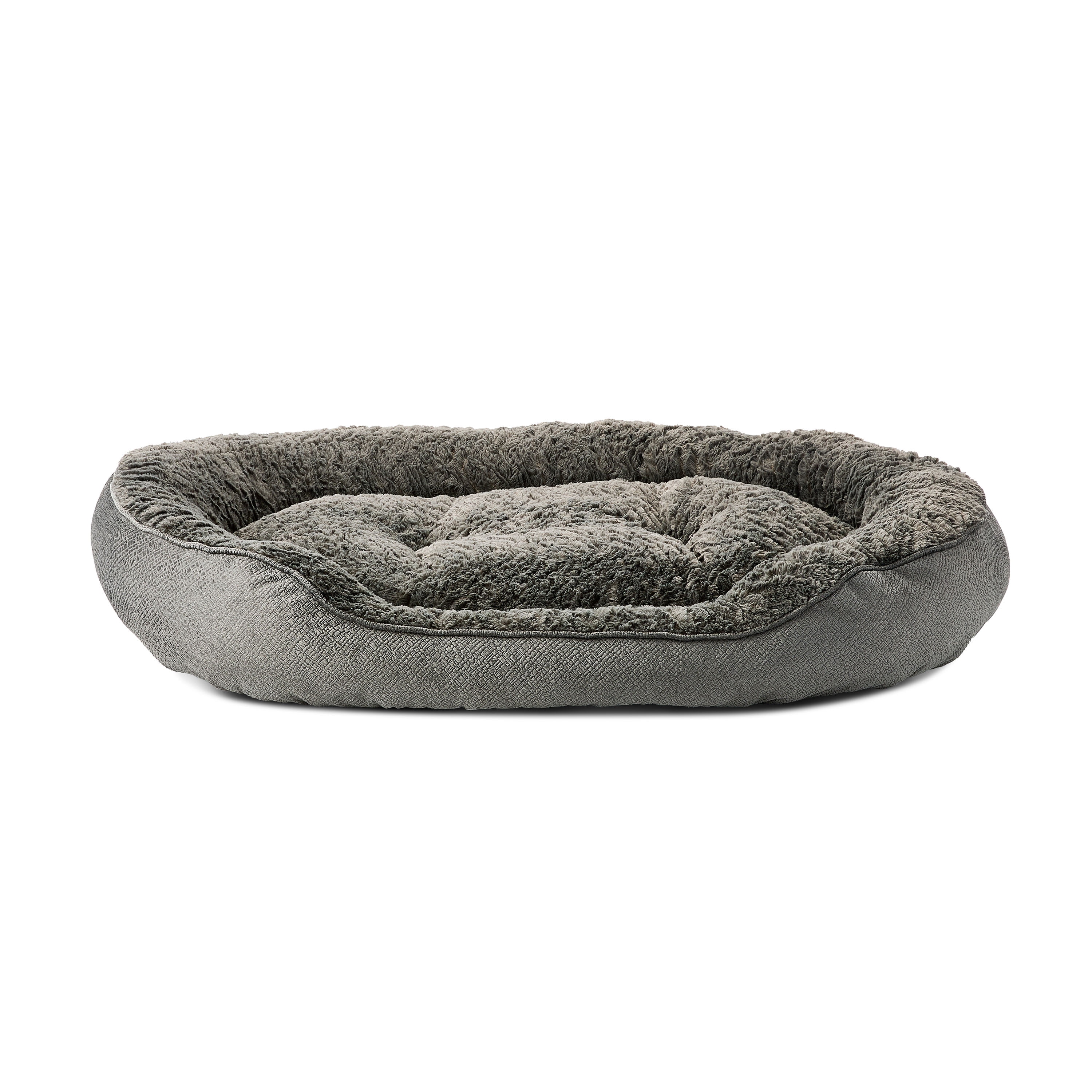 Vibrant Life Large Oval Cuddler Bolster Cat or Dog Bed, Gray, 32" x 42"