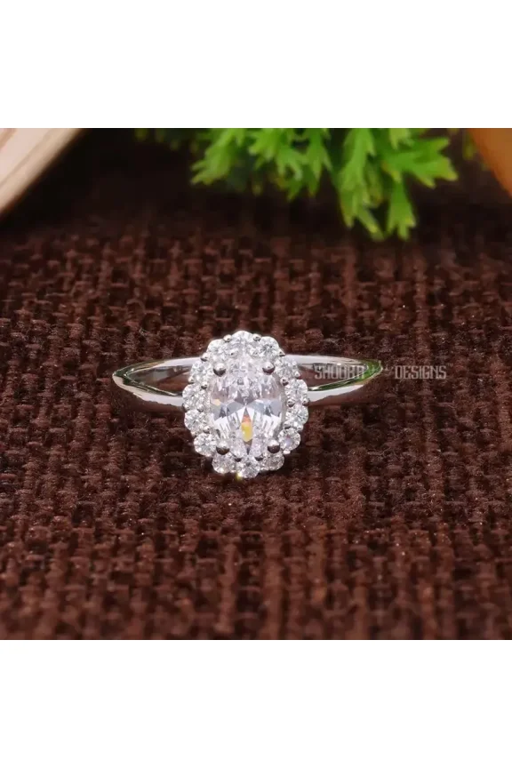 OVAL DIAMOND HALO ENGAGEMENT RING, IGI CERTIFIED F/VS LAB GROWN 1 CARAT DIAMOND, TAPERED BAND, CONFLICT FREE