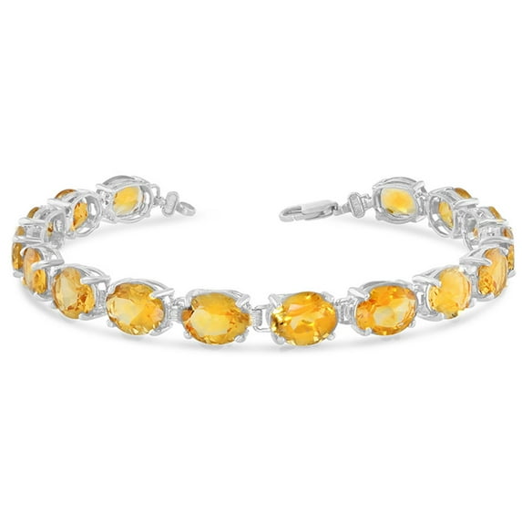 OVAL GENUINE CITRINE (9 X 7) TENNIS BRACELET IN STERLING SILVER