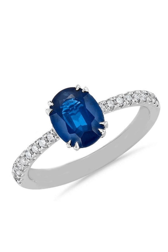 OVAL SAPPHIRE RING, Blue Stone Ring, Blue Gemstone, Diamond Designer Anniversary Ring, Solid Silver Birthstone Ring For Friend, Gifts