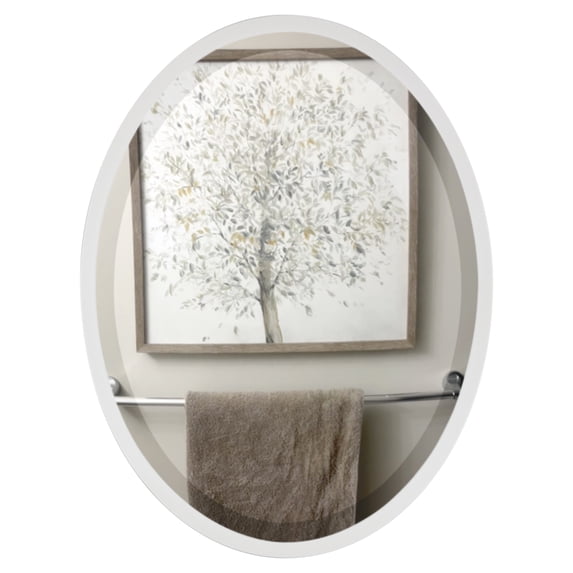 OVALCREST - London Framed Oval Mirror - Linen White 17 1/8" x 21 1/8"