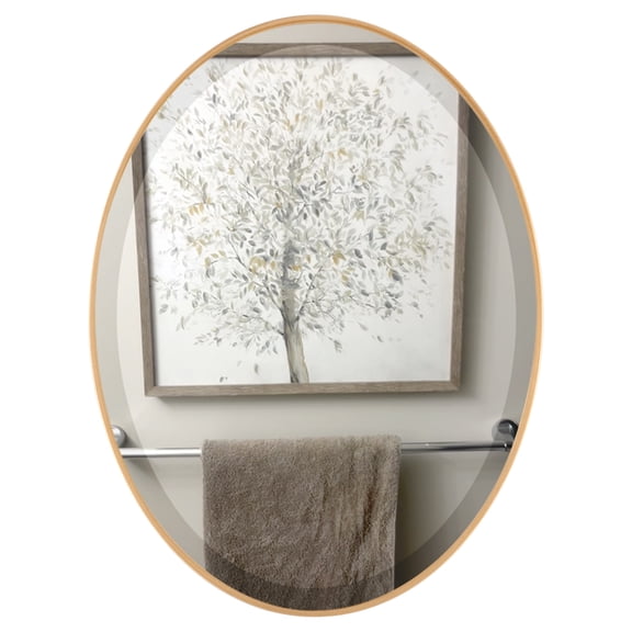 OVALCREST - Singapore Framed Floating Oval Mirror - Gold Paint - 22 5/8" x 28 5/8"