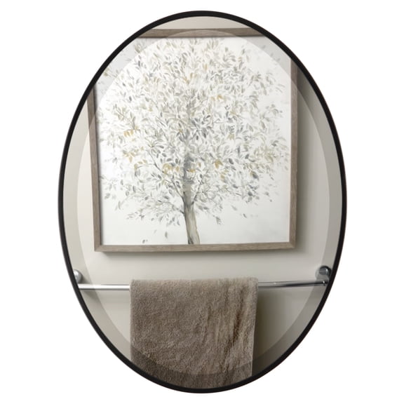 OVALCREST - Singapore Framed Floating Oval Mirror - Matte Black - 20 5/8" x 24 5/8"