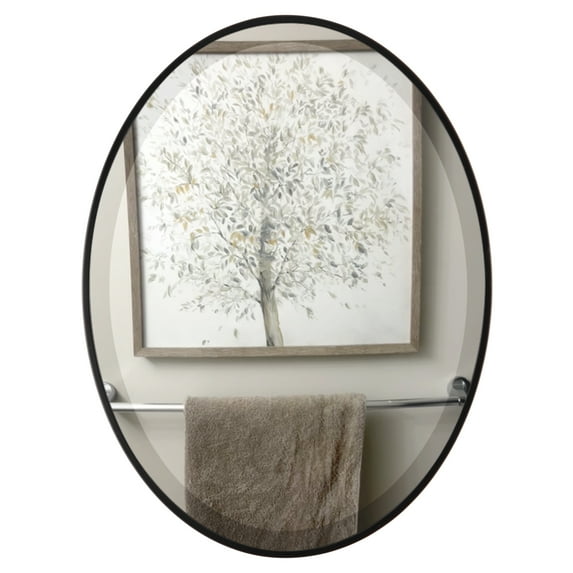 OVALCREST - Singapore Framed Floating Oval Mirror - Matte Black - 20 5/8" x 30 5/8"