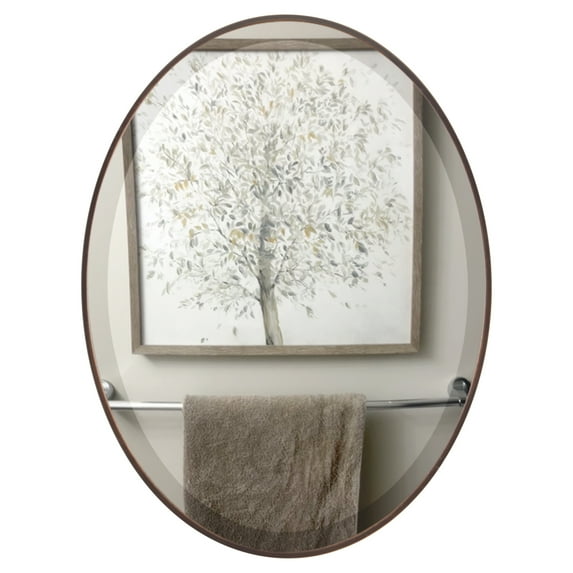 OVALCREST - Singapore Framed Floating Oval Mirror - Rubbed Bronze - 22 5/8" x 28 5/8"