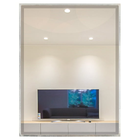 OVALCREST - Singapore Framed Floating Rectangle Mirror - Silver Leaf Brown - 16 5/8" x 20 5/8"