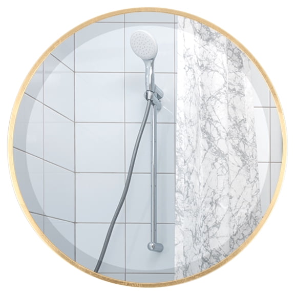 OVALCREST - Singapore Framed Floating Round Mirror - Gold Leaf - 30 5/8" x 40 5/8"