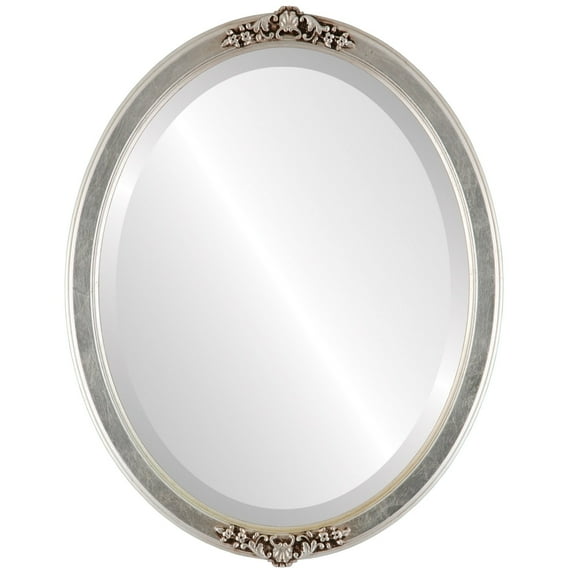 OVALCREST by The OVALCREST Mirror Store Athena Framed Oval Mirror in Silver Leaf with Brown Antique 21x25