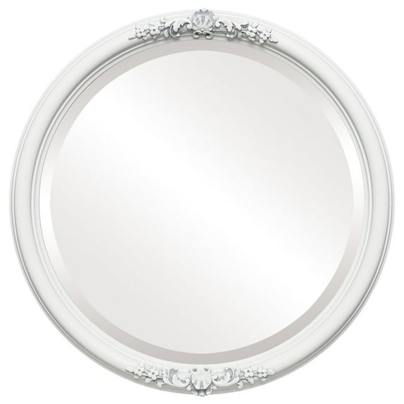 OVALCREST by The OVALCREST Mirror Store Contessa Framed Round Mirror in Linen White 19x19