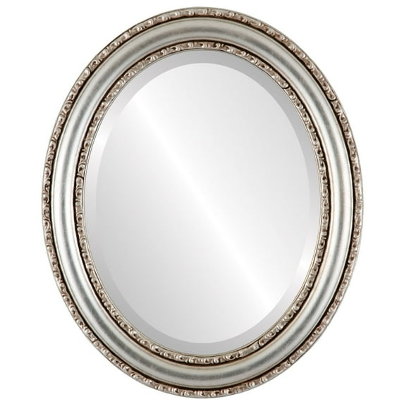 OVALCREST by The OVALCREST Mirror Store Dorset Framed Oval Mirror in Silver Leaf with Brown Antique - Silver/Brown 23x27