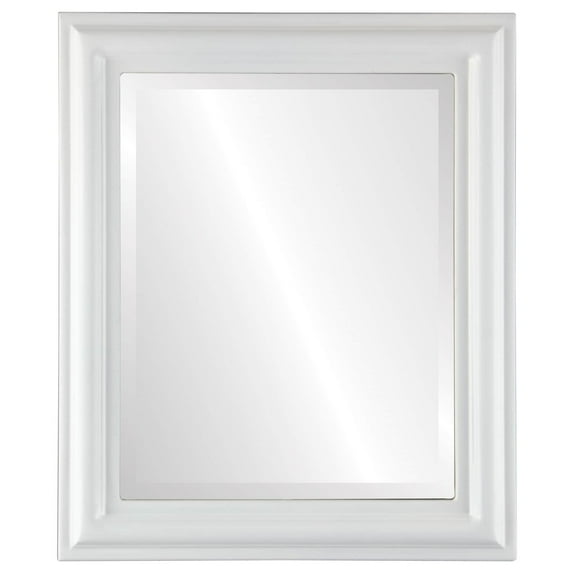 OVALCREST by The OVALCREST Mirror Store Philadelphia Framed Rectangle Mirror in Linen White 23x27