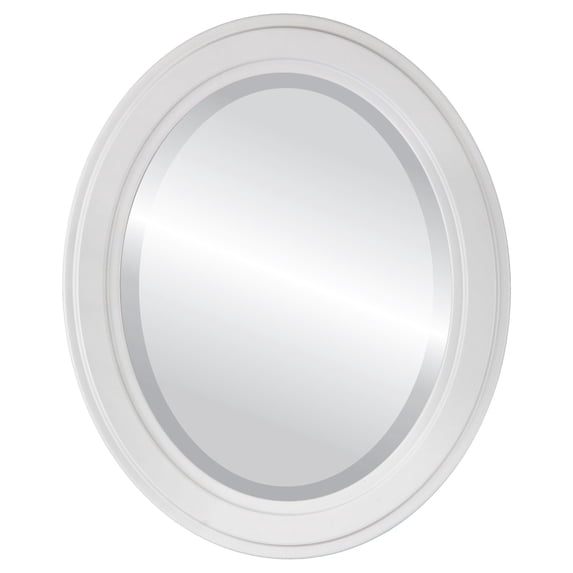 OVALCREST by The OVALCREST Mirror Store Wright Linen White Framed Oval Mirror 23x27