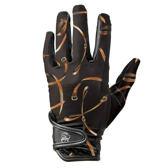 OVATION Adult Female Cool Rider Gloves, Black Vintage Rein, Size: XS (470994BLKVNXS)