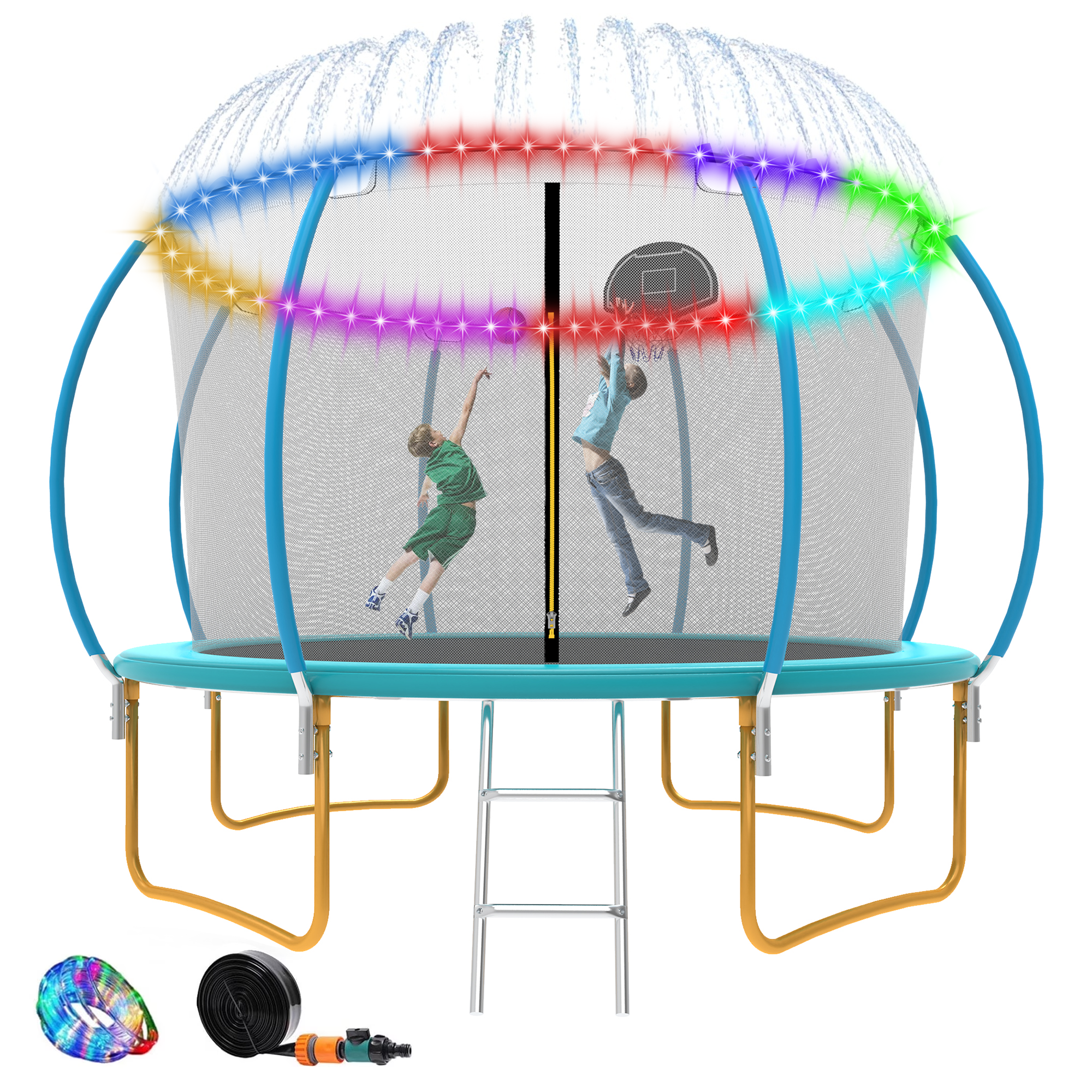 OVATO 1200LBS 12FT Trampoline for Adults and Kids,Trampoline with Enclosure,Basketball Hoop, Recreational Trampoline with Ladder, Heavy Duty Trampoline Capacity for 5-6 Kids
