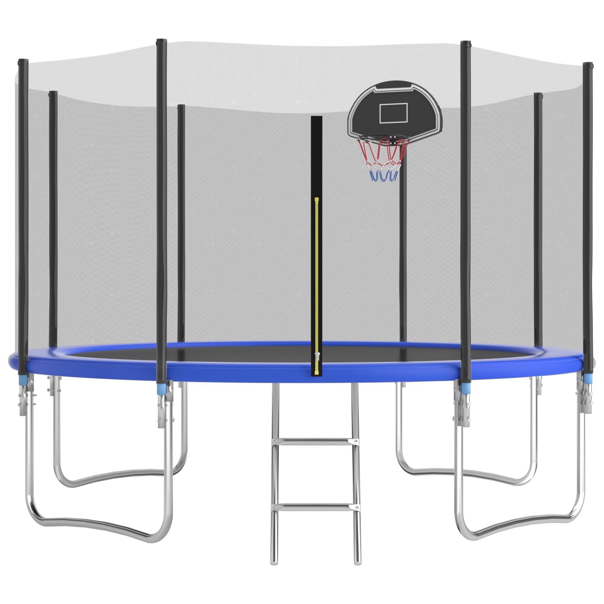 Ovatoys 1000LBS 10FT Trampoline for Adults and Kids,Trampoline with Enclosure,Basketball Hoop, Recreational Trampoline with Ladder, Heavy Duty Trampoline Capacity for 5-6 Kids