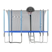 OVATOYS 1200LBS 12FT Trampoline for Adults and Kids,Trampoline with Enclosure,Basketball Hoop, Recreational Trampoline with Ladder, Heavy Duty Trampoline Capacity for 5-6 Kids