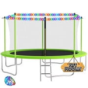 Ovatoys 1400LBS 14FT Trampoline for Adults and Kids,Trampoline with Enclosure,Light,Recreational Trampoline with Ladder, Heavy Duty Trampoline Capacity for 6-7 Kids