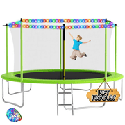 Ovatoys 1400LBS 14FT Trampoline for Adults and Kids,Trampoline with Enclosure,Light,Recreational Trampoline with Ladder, Heavy Duty Trampoline Capacity for 6-7 Kids