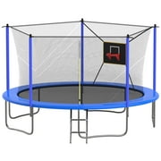 OVATOYS 1400LBS 14FT Trampoline for Adults and Kids,Trampoline with Enclosure,Basketball Hoop, Recreational Trampoline with Ladder, Heavy Duty Trampoline Capacity for 5-6 Kids