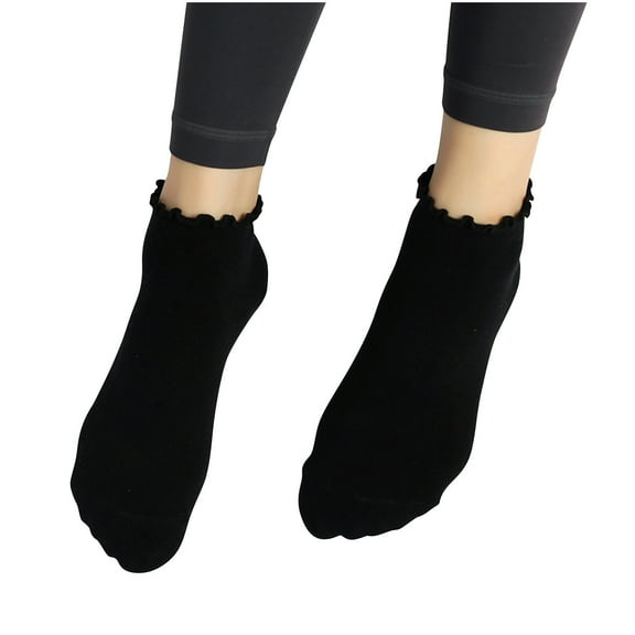 OVBMPZD Cotton Socks for Women Black Frilly Ruffle Comfort Ankle Socks Funny Socks for Women