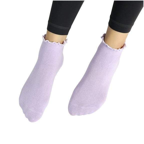 OVBMPZD Cotton Women Socks Size 7-9 Purple Ruffle Frilly Ankle Sports Socks Ankle Support Socks