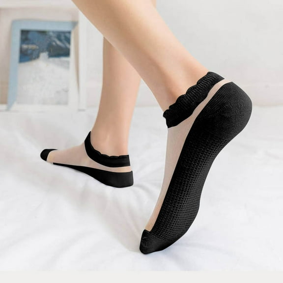 OVBMPZD Girl Socks Low-Cut Ruffle 5PC Black Cotton Soft Hiking Socks Socks for Swollen Ankles