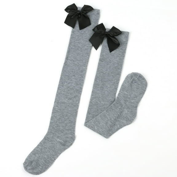 OVBMPZD Gray Womens Socks Bow Thigh High Baseball Fall Soft Socks Uniform Socks for Girls