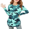 thumbnail image 1 of OVBMPZD Lightweight Big Sister Shirts for Girls Long Sleeve Camo Green Tunic Crewneck Pullover Side Split Blouses Girls Tops Size 5 Years, 1 of 6