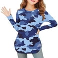 thumbnail image 1 of OVBMPZD Lightweight Girl Shirts Long Sleeve Camo Blue Pullover Side Split Crewneck Tunic Blouses Girls Tops Size 9 Years, 1 of 6