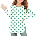 thumbnail image 1 of OVBMPZD Lightweight Girls Kids Undershirts Tunic Green Long Sleeve Side Split Polka Dot Soft Crewneck Blouses Girls Blouse Size 11 Years, 1 of 6