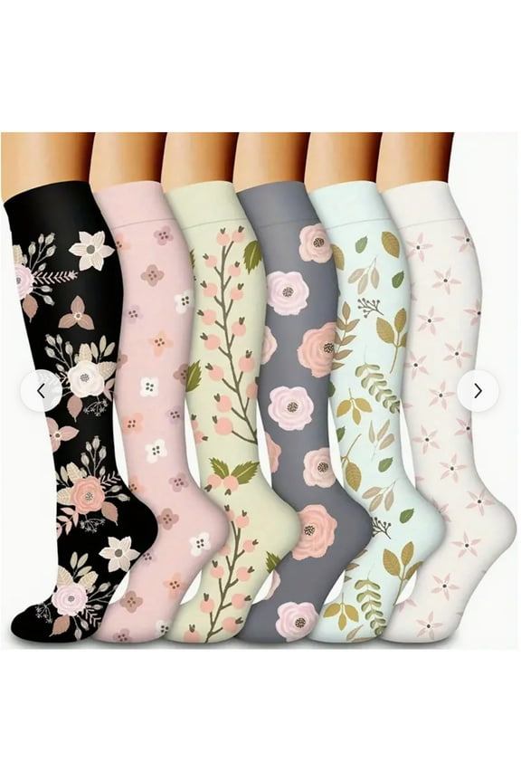 Multicolor Girls Socks Compression Thigh High 6 Pack Fall Nylon Winter Socks Socks for Swollen Ankles
