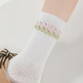 thumbnail image 1 of OVBMPZD Ruffle Women Socks Size 9-11 White Crew Cotton Fall Nude Socks Fun Socks for Women, 1 of 6