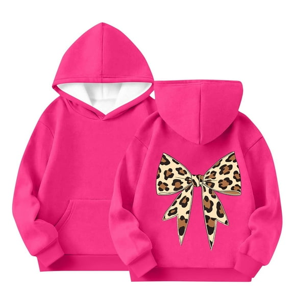 OVBMPZD Sweatshirts for Girls Leopard Print Long Sleeve Hooded Pink Casual Sweatshirts Girls Tops Size 3 Years