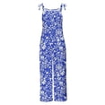 thumbnail image 1 of OVBMPZD Wide Leg Jumpsuits for Women Plus Size Blue Strap Floral Baggy Pockets Fall Jumpsuits Women's Rompers L, 1 of 5