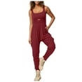 thumbnail image 1 of OVBMPZD Yoga Jumpsuits for Women Casual Athletic Red Workout One Piece Cutout Pockets Jumpsuits Womens Rompers XL, 1 of 9