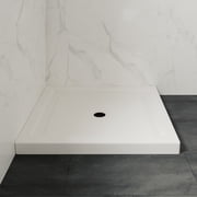 OVE Decors 32 in. W x 32 in. D Shower Base Pan Square, Center Drain, White Acrylic, Reversible Design
