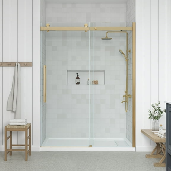 OVE Decors Bel Soft Close Gold 60" Frameless Sliding Soft Close Shower Door