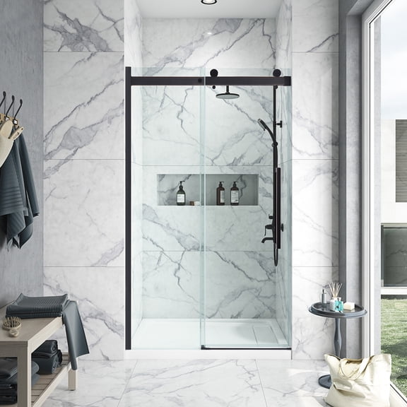 OVE Decors Bel Soft-Close Oil-Rubbed Bronze 2-Piece 48" Base/Door Alcove Shower Kit
