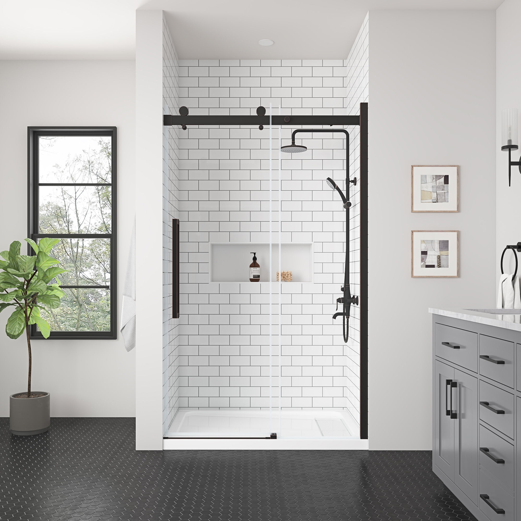 OVE Decors Bel SoftClose OilRubbed Bronze 48" Frameless Sliding Soft