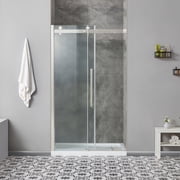 OVE Decors Bel Soft-Close Satin Nickel 48 Frameless Sliding Soft Close Shower Door