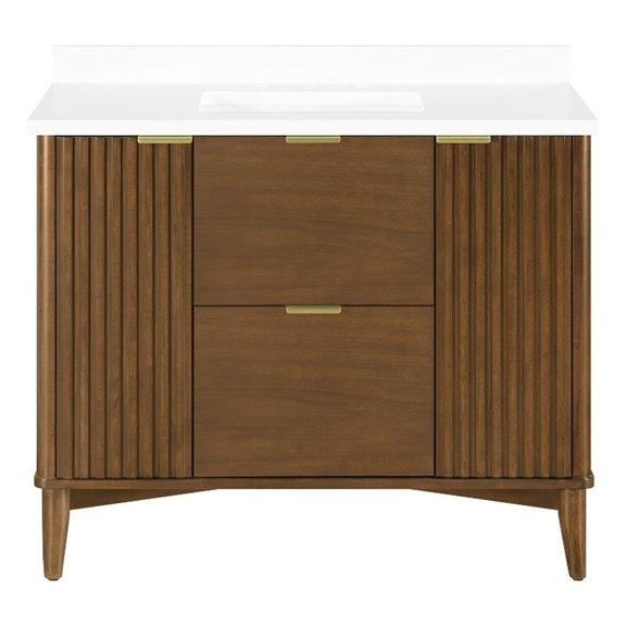 OVE Decors Gabi 42" Bathroom Vanity in Warm Walnut with White Countertop